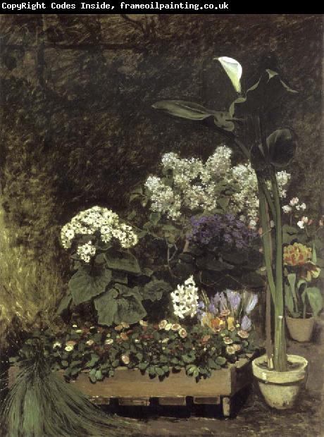 Pierre-Auguste Renoir Still Life-Spring Flowers in a Greenhouse